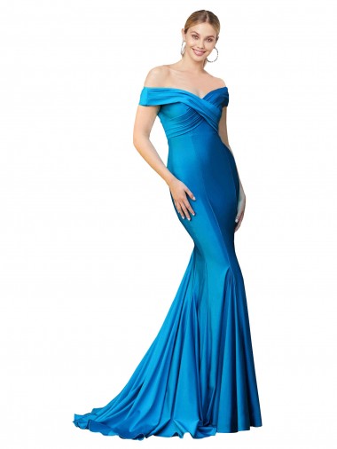 Sem Mangas Fora do Ombro Cetim Sereia Vestidos de Madrinha / Vestidos de Noite / Vestidos de Festa