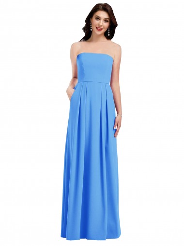 Sem Mangas Sem alças Lombar Crepe Esticado Trombeta Longo Vestidos de Madrinha / Vestidos de Festa