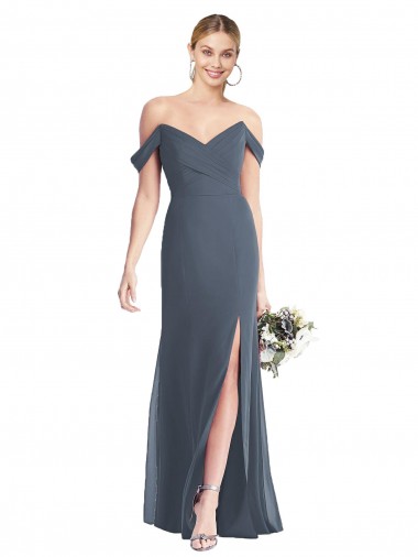 Sem Mangas Fora do Ombro Lombar Chiffon Trombeta Vestidos de Madrinha