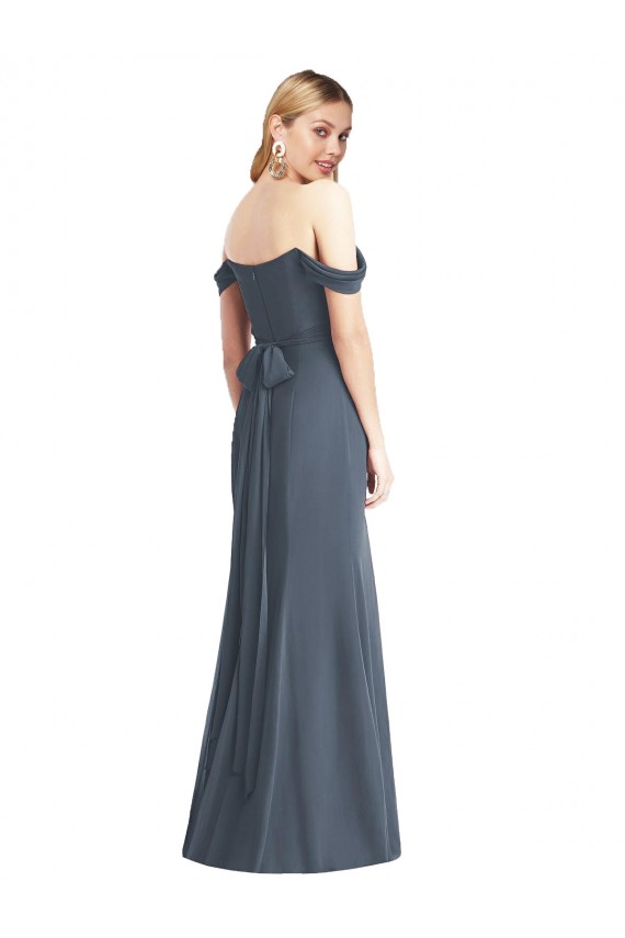 Sem Mangas Fora do Ombro Lombar Chiffon Trombeta Vestidos de Madrinha