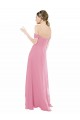 Mangas Curtas Fora do Ombro Chiffon Linha A Vestidos de Madrinha