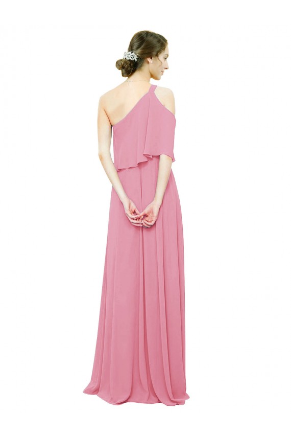 Sem Mangas Um Ombro Chiffon Linha A Vestidos de Festa