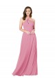 Sem Mangas Cabeçada Buraco da fechadura Chiffon Linha A Vestidos de Madrinha / Vestidos de Festa