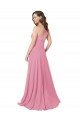 Sem Mangas Cabeçada Buraco da fechadura Chiffon Linha A Vestidos de Madrinha / Vestidos de Festa