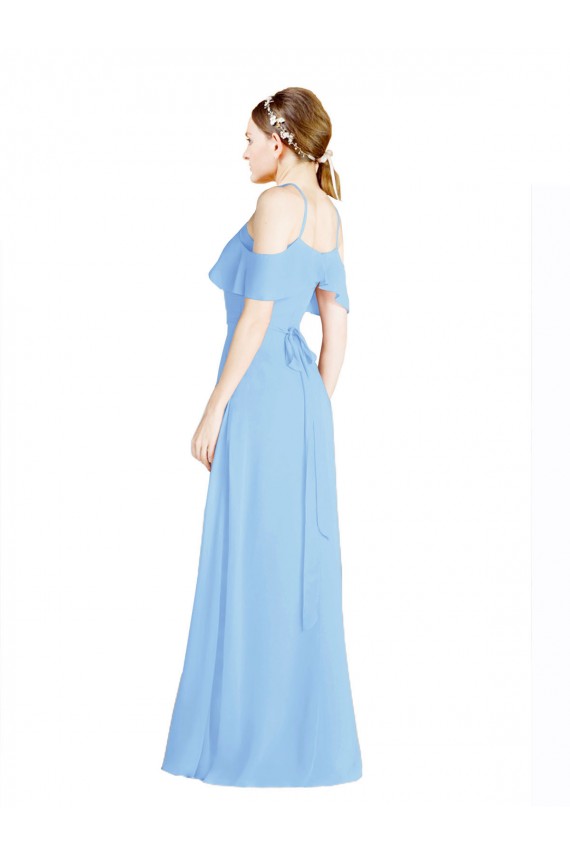 Ombro Frio Cabeçada Lombar Chiffon Linha A Vestidos de Madrinha