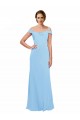 Sem Mangas Fora do Ombro Chiffon Linha A Pervinca Vestidos de Madrinha