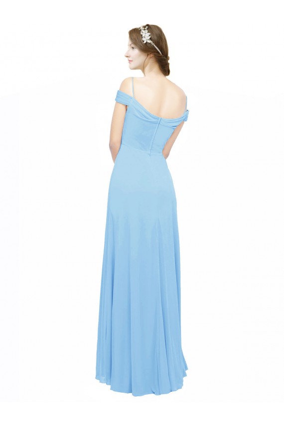 Sem Mangas Fora do Ombro Chiffon Linha A Pervinca Vestidos de Madrinha