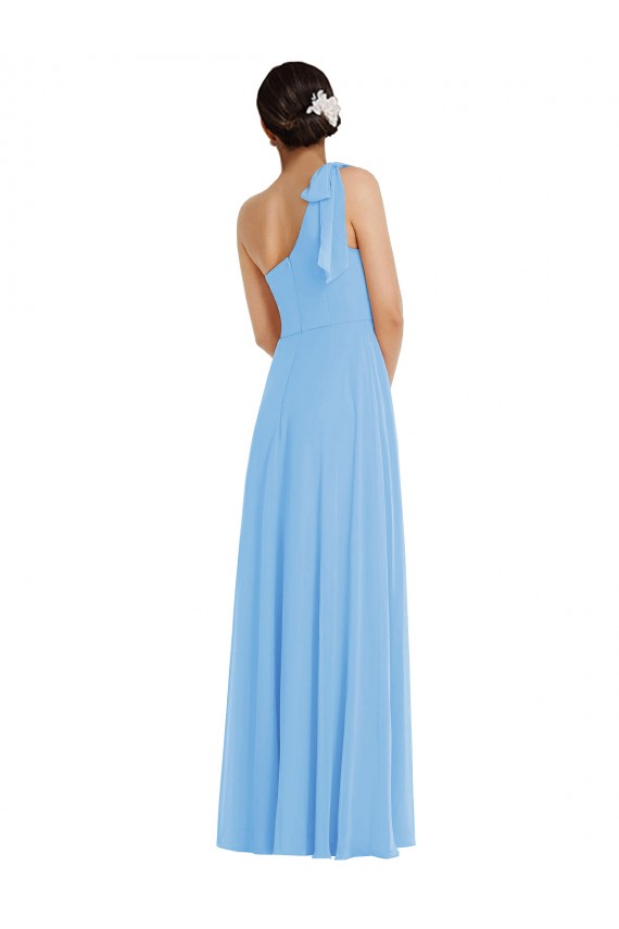 Sem Mangas Um Ombro Chiffon Trombeta Pervinca Vestidos de Madrinha