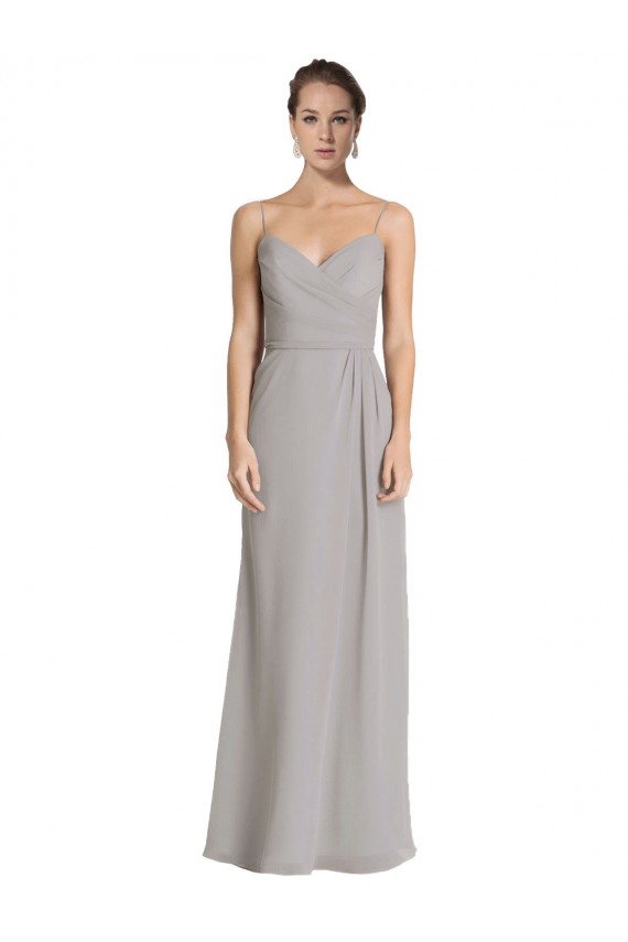 Sem Mangas Alças finas Chiffon Bainha Vestidos de Madrinha