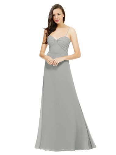 Sem Mangas Alças finas Chiffon Linha A Vestido de Madrinha / Vestido de Baile