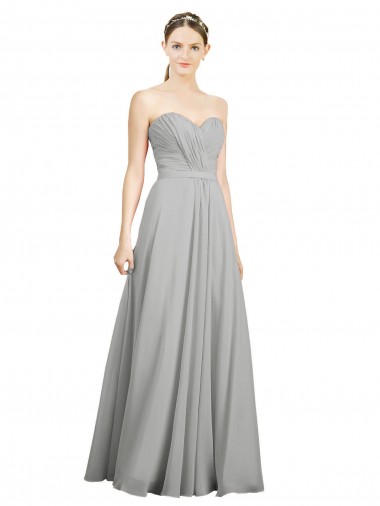 Sem Mangas Amor Abrir de volta Chiffon Linha A Vestidos de Madrinha
