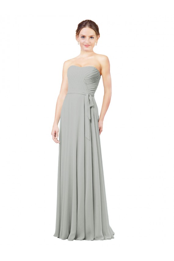 Sem Mangas Amor Chiffon Linha A Prata Longo Vestidos de Madrinha