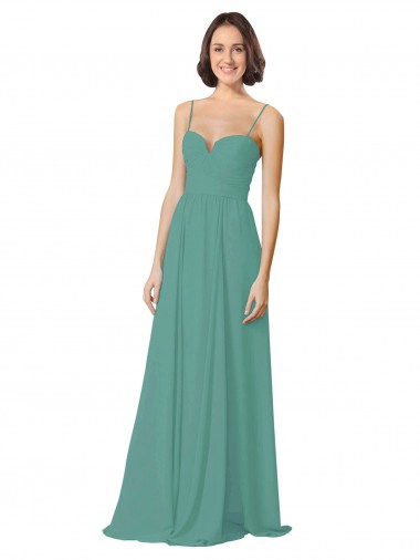 Sem Mangas Alças finas Chiffon Linha A Prata Islandesa Vestidos de Festa / Vestidos de Madrinha