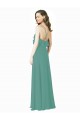 Sem Mangas Alças finas Chiffon Linha A Prata Islandesa Longo Vestidos de Madrinha