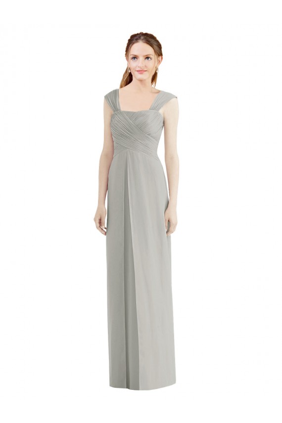 Sem Mangas Barco Chiffon Linha A Longo Vestidos de Madrinha
