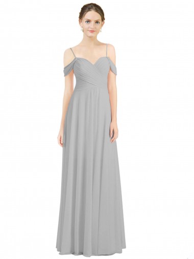 Sem Mangas Fora do Ombro Lombar Chiffon Linha A Vestidos de Madrinha