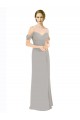 Ombro Frio Fora do Ombro Abrir de volta Chiffon & Renda Linha A Vestidos de Madrinha