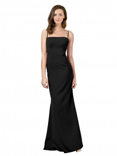 Sem Mangas Alças finas Abrir de volta Crepe Esticado Bainha Vestidos de Madrinha / Vestidos de Noite / Vestidos de Festa
