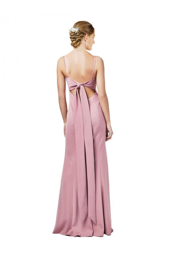 Sem Mangas Alças finas Abrir de volta Crepe Esticado Bainha Vestidos de Madrinha / Vestidos de Noite / Vestidos de Festa