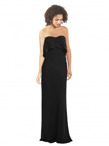 Sem Mangas Amor Chiffon Bainha Longo Vestidos de Madrinha