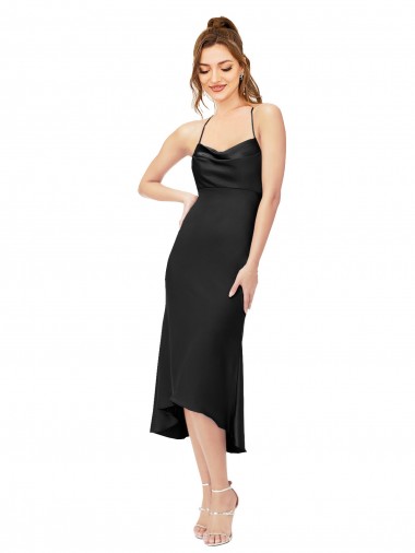 Sem Mangas Decote Capuz Criss Cruz Cetim Sedoso Bainha Vestidos de Madrinha / Vestidos de Noite / Vestidos de Festa