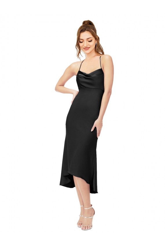 Sem Mangas Decote Capuz Criss Cruz Cetim Sedoso Bainha Vestidos de Madrinha / Vestidos de Noite / Vestidos de Festa