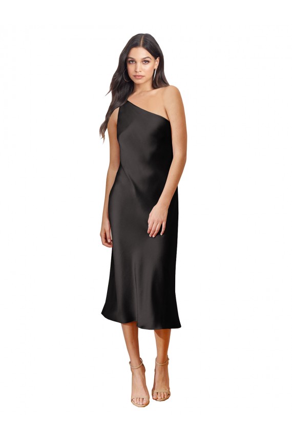 Sem Mangas Um Ombro Cetim Elástico Bainha Vestidos de Madrinha / Vestidos de Noite / Vestidos de Festa
