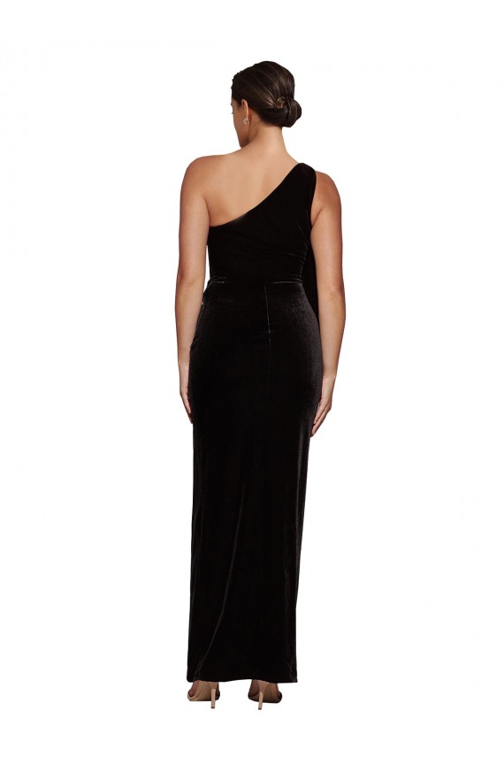Sem Mangas Um Ombro Veludo Elástico Bainha Vestidos de Madrinha / Vestidos de Noite / Vestidos de Festa
