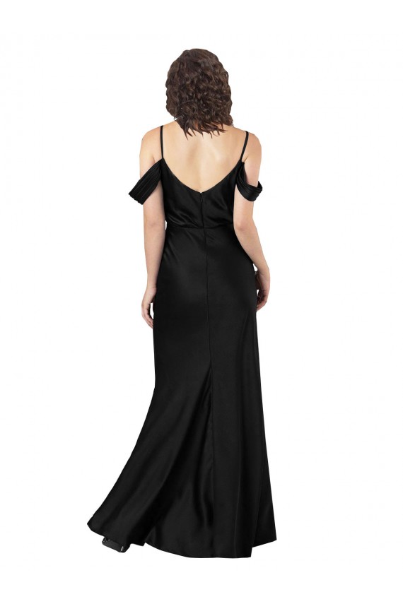 Sem Mangas Fora do Ombro Lombar Cetim Sedoso Linha A Vestidos de Madrinha / Vestidos de Noite / Vestidos de Festa