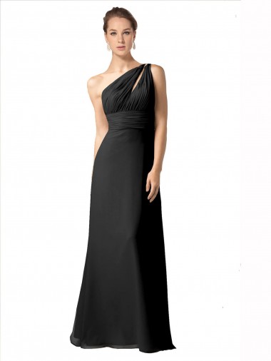 Sem Mangas Um Ombro Chiffon Linha A Vestido de Noite / Vestidos de Madrinha