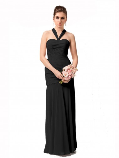 Sem Mangas Cabeçada Chiffon Sereia Vestidos de Madrinha