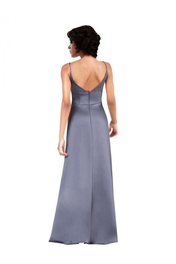 Sem Mangas Decote V Cetim Sedoso Coluna Vestidos de Madrinha / Vestidos de Noite / Vestidos de Festa