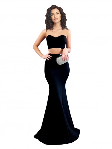 Sem Mangas Decote Alto Lombar Crepe Esticado Sereia Vestidos de Madrinha / Vestidos de Noite / Vestidos de Festa