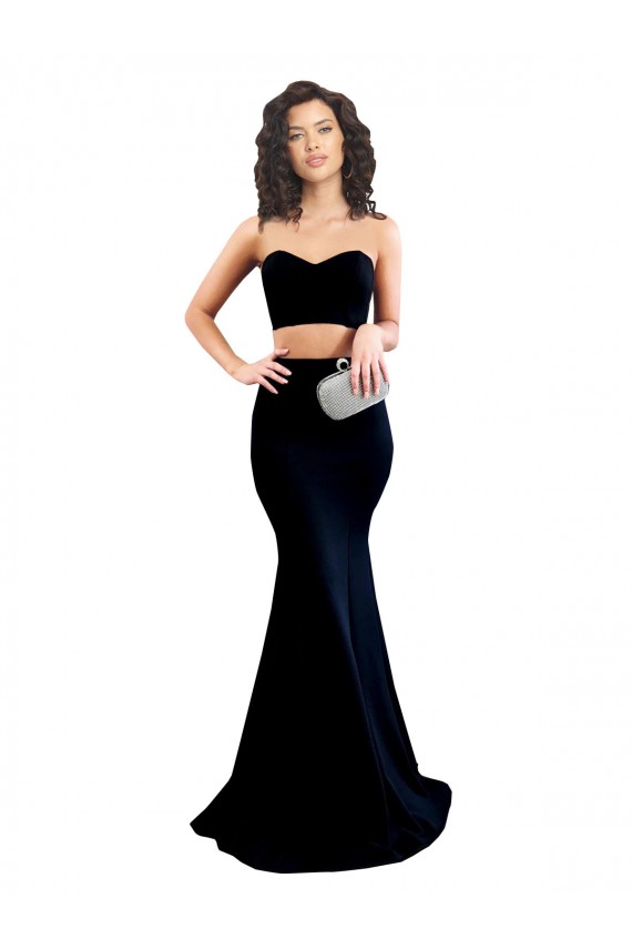 Sem Mangas Decote Alto Lombar Crepe Esticado Sereia Vestidos de Madrinha / Vestidos de Noite / Vestidos de Festa
