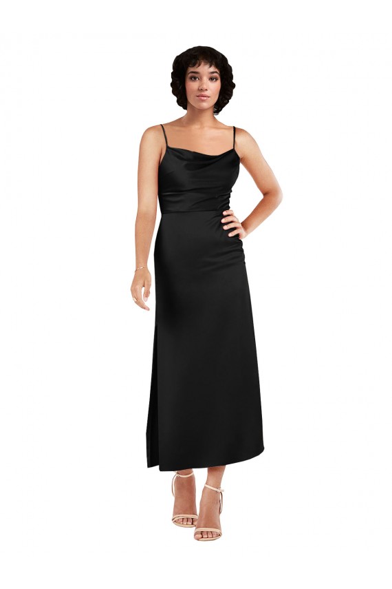 Sem Mangas Alças finas Cetim Sedoso Linha A Curto Vestidos de Madrinha / Vestidos de Noite / Vestidos de Festa