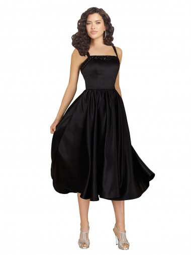 Sem Mangas Decote Quadrado Cetim Linha A Vestidos de Madrinha / Vestidos de Festa / Vestidos de Cocktail / Vestidos de Homecoming