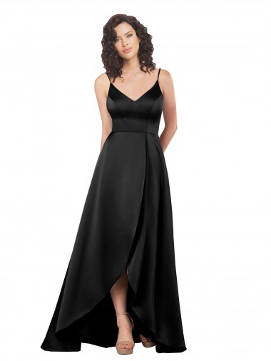 Sem Mangas Decote V Lombar Cetim Sedoso Linha A Vestidos de Madrinha / Vestidos de Noite / Vestidos de Festa