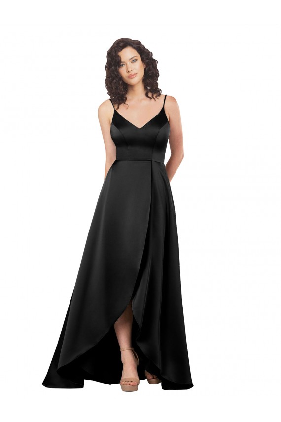 Sem Mangas Decote V Lombar Cetim Sedoso Linha A Vestidos de Madrinha / Vestidos de Noite / Vestidos de Festa