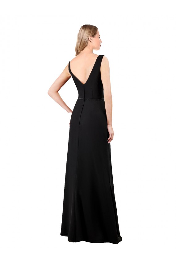 Sem Mangas Decote V Costas em V Chiffon Linha A Vestidos de Madrinha / Vestidos de Festa