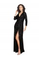Mangas Compridas Decote V Lantejoulas Linha A Vestidos de Madrinha / Vestidos de Noite / Vestidos de Festa