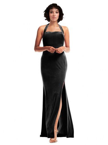 Sem Mangas Cabeçada Lombar Veludo Elástico Sereia Vestidos de Madrinha / Vestidos de Noite / Vestidos de Festa