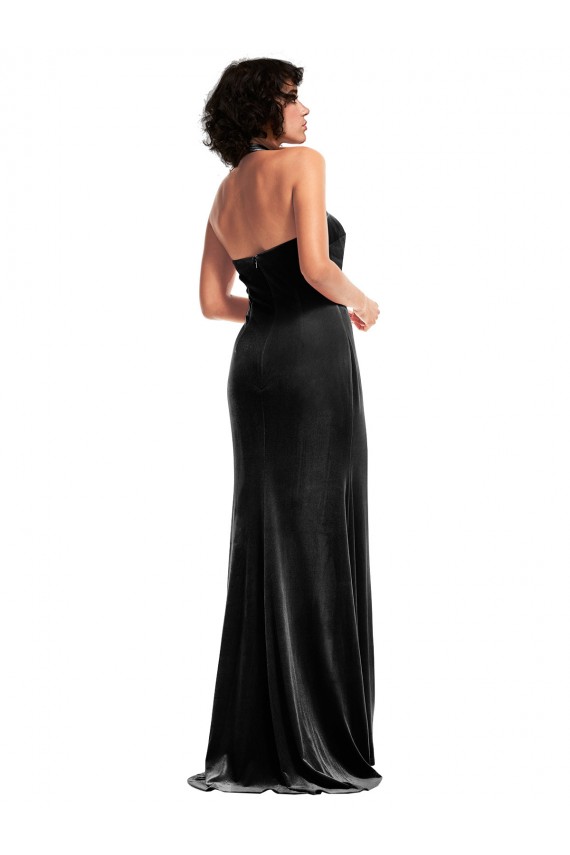 Sem Mangas Cabeçada Lombar Veludo Elástico Sereia Vestidos de Madrinha / Vestidos de Noite / Vestidos de Festa