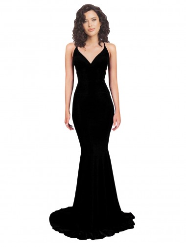 Sem Mangas Decote V Abrir de volta Spandex Sereia Vestidos de Madrinha / Vestidos de Noite / Vestidos de Festa