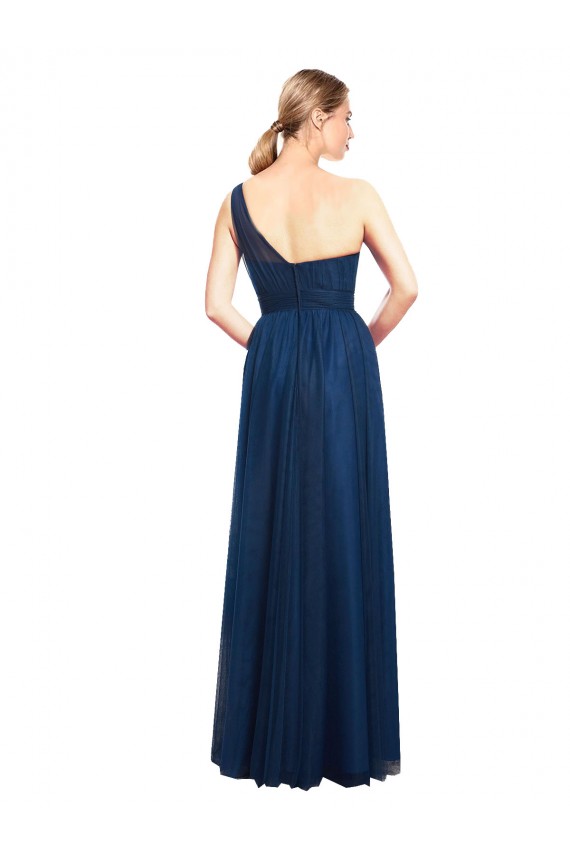 Sem Mangas Um Ombro Tule Linha A Vestidos de Festa / Vestidos de Madrinha