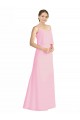 Sem Mangas Alças finas Abrir de volta Chiffon Linha A Quase Rosa Vestidos de Madrinha