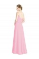 Sem Mangas Alças finas Abrir de volta Chiffon Linha A Quase Rosa Vestidos de Madrinha