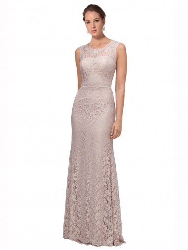Sem Mangas Decote Ilusão Renda Sereia Longo Vestidos de Madrinha / Vestidos de Festa