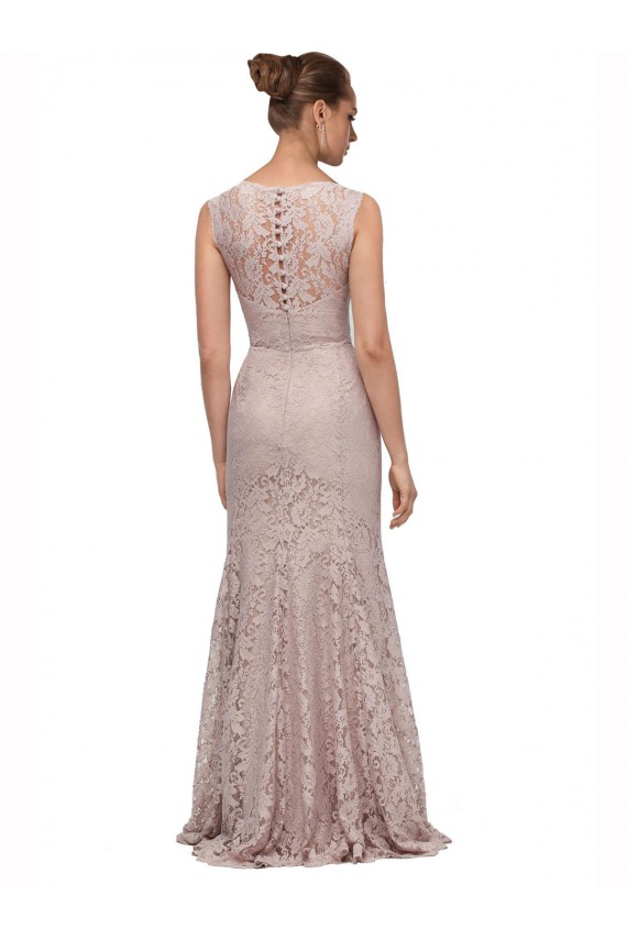 Sem Mangas Decote Ilusão Renda Sereia Longo Vestidos de Madrinha / Vestidos de Festa
