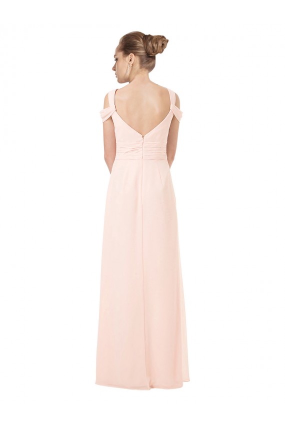 Sem Mangas Fora do Ombro Buraco da fechadura Chiffon Linha A Longo Vestidos de Madrinha