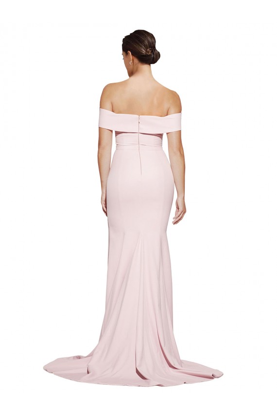 Sem Mangas Decote Quadrado Lombar Crepe Esticado Bainha Longo Vestidos de Madrinha / Vestidos de Noite / Vestidos de Festa